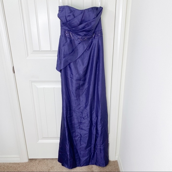 David's Bridal Lapis Strapless Maxi Gown Dress 2 - Picture 2 of 8